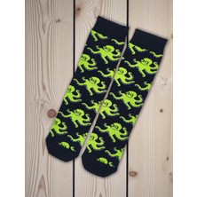 Lacivert Ahtapot Desenli Renkli Çorap