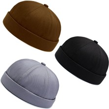 Aida Jewelss 3 Lü Set %100 Pamuk Cap Ayarlanabilir Docker Şapka Yazlık Takke Şapka Retro Şapka Takke Şapka