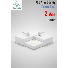 Begonia Accessories 925 Ayar Gümüş Zirkon Taşlı, Tek Taş ve Papatya Figürlü 2 Adet Hızma Set, Küpe Olarak Kullanıma Uygundur