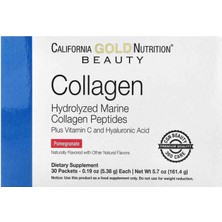 California Gold Nutrition Kolajen Peptitleri, C Vitamini ve Hyaluronik Asit, Nar Aromalı, 30 Paket, Her Paket 5,38 G (0,19 Oz)