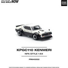 Pop Race 1:64 Nissan Skyline KPGC110 Kenmeri Npa Style Siyah Beyaz Diecast Model Araba