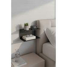 Grandmix Metal Duvar Rafı Siyah Çift Bölmeli Kitaplık Duvar Ünitesi 30X14 cm