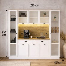 Moka Park AVM  Ücrestsiz Montaj Pro Barista Led’li Kahve Köşesi Dolabı – Vitrin & Kiler Dolabı | Çok Amaçlı Mutfak Dolabı 210X210