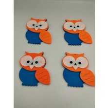 Duck Hoby 4 Adet Keçe Motif Baykuş, 8 cm Keçe Süs, Keçe Arma, Süsleme