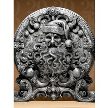 Barok Tarzı Detaylı Noel Baba Plaket / Dekoratif Panel 3D Baskı Figür