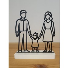 Mutlu Aile Silüeti | Ebeveyn ve Çocuk 3D Baskı Dekoratif Obje