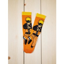 Turuncu Anime Desenli Renkli Çorap