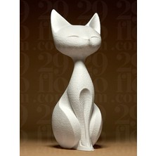 Modern Stilize Kedi Heykeli - Dekoratif 3D Baskı