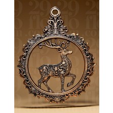 Barok Çerçeveli Geyik Süsü - Klasik Yılbaşı Ağacı Dekoru (Pla)