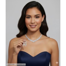 Shopidik Zirkon Taşlı Gelin Takı Seti Kolye Küpe Abiye Nişan Düğün Aksesuarı