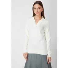 On Triko Omzu Zincirli Yaprak Detaylı Triko Kazak  65334