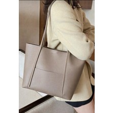 Özüm Takı Çanta Ön Cepli Yavrulu Kadın El Omuz ve Kol Çantası Vizon