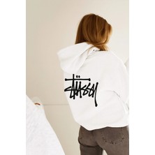 Bellanova 3 Iplik Kalın Kumaş Kapüşonlu Kanguru Cepli Arka Baskı Detaylı Oversize Rahat Günlük Hoodie