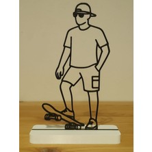 Kaykaycı Genç Silüeti | 3D Baskı Masaüstü Spor Dekorasyonu