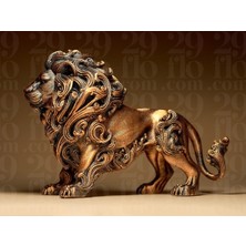 Barok Desenli Görkemli Aslan Heykeli - Vahşi Sanat 3D Baskı (Pla)