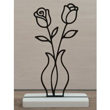 Vazoda Iki Gül Silüeti | 3D Baskı Minimalist Dekorasyon