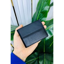 Derius Lucca Siyah-Mat Siyah Çok Kart Bölmeli Kişiye Özel İsim Baskılı Hakiki Deri Spor Erkek Cüzdanı