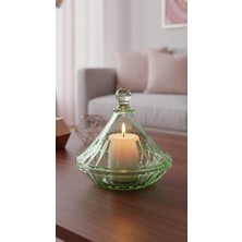 Kachkırhome Cam Şekerlik Kapaklı Yeşil Rengi Dekoratif