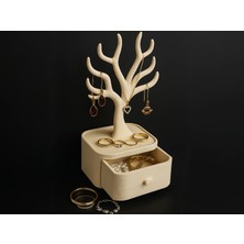 GursoLab Çekmeceli Ağaç Tasarımlı Takı Standı & Takı Kutusu – Kolye, Yüzük ve Küpe Organizeri