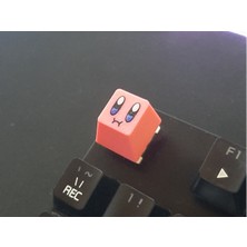 ADA 3D 2 Adet Kirby Sevimli Pembe Karakter Yüz Ifadeli Küp Mekanik Klavye Tuşu Custom Keycap Aksesuar