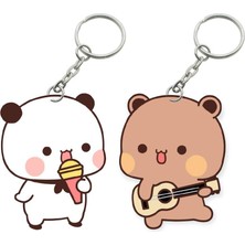 ADA 3D Dudu Bubu Panda Ayıcık Çift Anahtarlık Seti Sevgiliye Özel Hediye Çanta Süsü Charm Sevgililer Günü