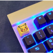 ADA 3D Pokemon Pikachu Sevimli Sarı Elektrikli Anime Karakteri Yüzü Mekanik Klavye Tuşu Aksesuar