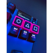 ADA 3D 3 Parça Squid Game Geometrik Şekilli Dizi Karakteri Maske Temalı 3 Parça Mekanik Klavye Seti