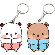 ADA 3D Dudu Bubu Panda Ayıcık Çift Anahtarlık Seti Sevgiliye Özel Hediye Çanta Süsü Charm Sevgililer Günü