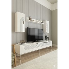 Yumedi Design TVR1803BS - Dünya Tv Ünitesi Takımı 180CM Beyaz-Silver