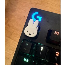ADA 3D 2 Adet Miffy Minimalist Beyaz Tavşan Kafası Şeklinde Sevimli Mekanik Klavye Tuşu Aksesuar
