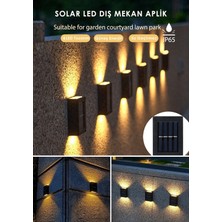 Tienda Fiesta 4 Ledli Solar Çift Taraflı Duvar Lambası Güneş Enerjili Aydınlatma Dekorasyon Aplik Işık