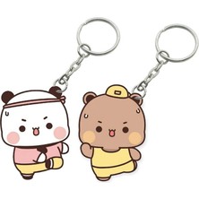 ADA 3D Dudu Bubu Panda Ayıcık Çift Anahtarlık Seti Sevgiliye Özel Hediye Çanta Süsü Charm Sevgililer Günü