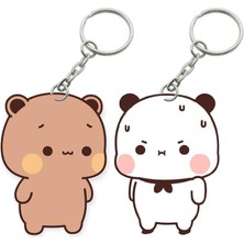 ADA 3D Dudu Bubu Panda Ayıcık Çift Anahtarlık Seti Sevgiliye Özel Hediye Çanta Süsü Charm Sevgililer Günü