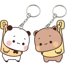 ADA 3D Dudu Bubu Panda Ayıcık Çift Anahtarlık Seti Sevgiliye Özel Hediye Çanta Süsü Charm Sevgililer Günü