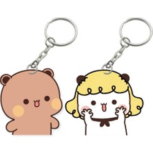 ADA 3D Dudu Bubu Panda Ayıcık Çift Anahtarlık Seti Sevgiliye Özel Hediye Çanta Süsü Charm Sevgililer Günü