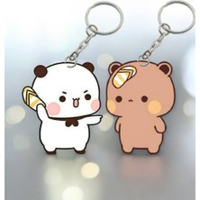 ADA 3D Dudu Bubu Panda Ayıcık Çift Anahtarlık Seti Sevgiliye Özel Hediye Çanta Süsü Charm Sevgililer Günü