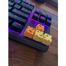 ADA 3D Delikli Peynir Dilimi Görünümlü 4 Parça Eğlenceli Mekanik Klavye Tuş Seti