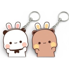 ADA 3D Dudu Bubu Panda Ayıcık Çift Anahtarlık Seti Sevgiliye Özel Hediye Çanta Süsü Charm Sevgililer Günü