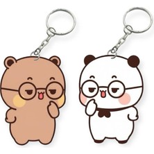 ADA 3D Dudu Bubu Panda Ayıcık Çift Anahtarlık Seti Sevgiliye Özel Hediye Çanta Süsü Charm Sevgililer Günü