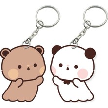 ADA 3D Dudu Bubu Panda Ayıcık Çift Anahtarlık Seti Sevgiliye Özel Hediye Çanta Süsü Charm Sevgililer Günü