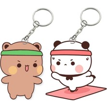 ADA 3D Dudu Bubu Panda Ayıcık Çift Anahtarlık Seti Sevgiliye Özel Hediye Çanta Süsü Charm Sevgililer Günü