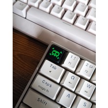 ADA 3D 2 Adet Neon Yeşil Piksel Kuru Kafa Desenli Retro Mekanik Klavye Tuşu