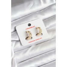 LaraTech 14K Gold Renk Kaplama Lazer Halka cm Kadın Küpe