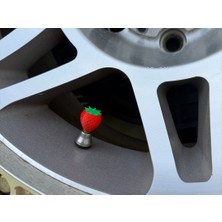 ADA 3D Kırmızı Çilek Meyve Figürlü Dekoratif Araba Sibop Kapağı 4 Adet