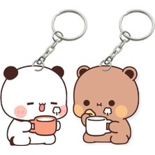 ADA 3D Dudu Bubu Panda Ayıcık Çift Anahtarlık Seti Sevgiliye Özel Hediye Çanta Süsü Charm Sevgililer Günü