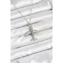 LaraTech 316L Çelik Zincir Gümüş Renk Uçak Model Kadın Kolye