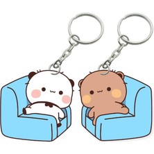 ADA 3D Dudu Bubu Panda Ayıcık Çift Anahtarlık Seti Sevgiliye Özel Hediye Çanta Süsü Charm Sevgililer Günü