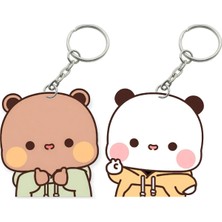 ADA 3D Dudu Bubu Panda Ayıcık Çift Anahtarlık Seti Sevgiliye Özel Hediye Çanta Süsü Charm Sevgililer Günü