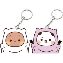 ADA 3D Dudu Bubu Panda Ayıcık Çift Anahtarlık Seti Sevgiliye Özel Hediye Çanta Süsü Charm Sevgililer Günü