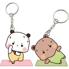 ADA 3D Dudu Bubu Panda Ayıcık Çift Anahtarlık Seti Sevgiliye Özel Hediye Çanta Süsü Charm Sevgililer Günü